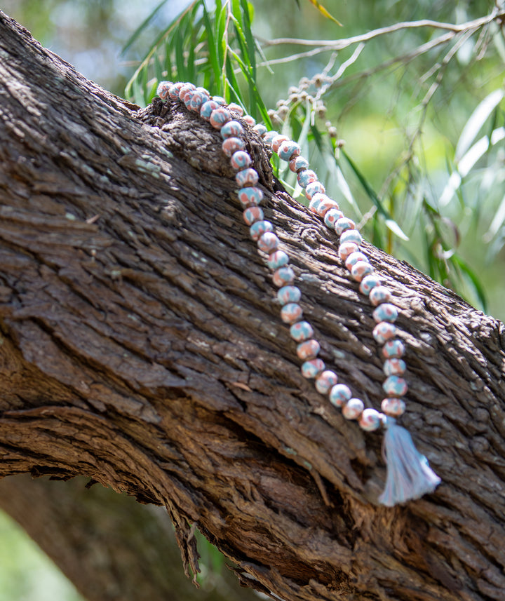 Mandalay Designs | Virginia Mala Beads Short | Deep Coral