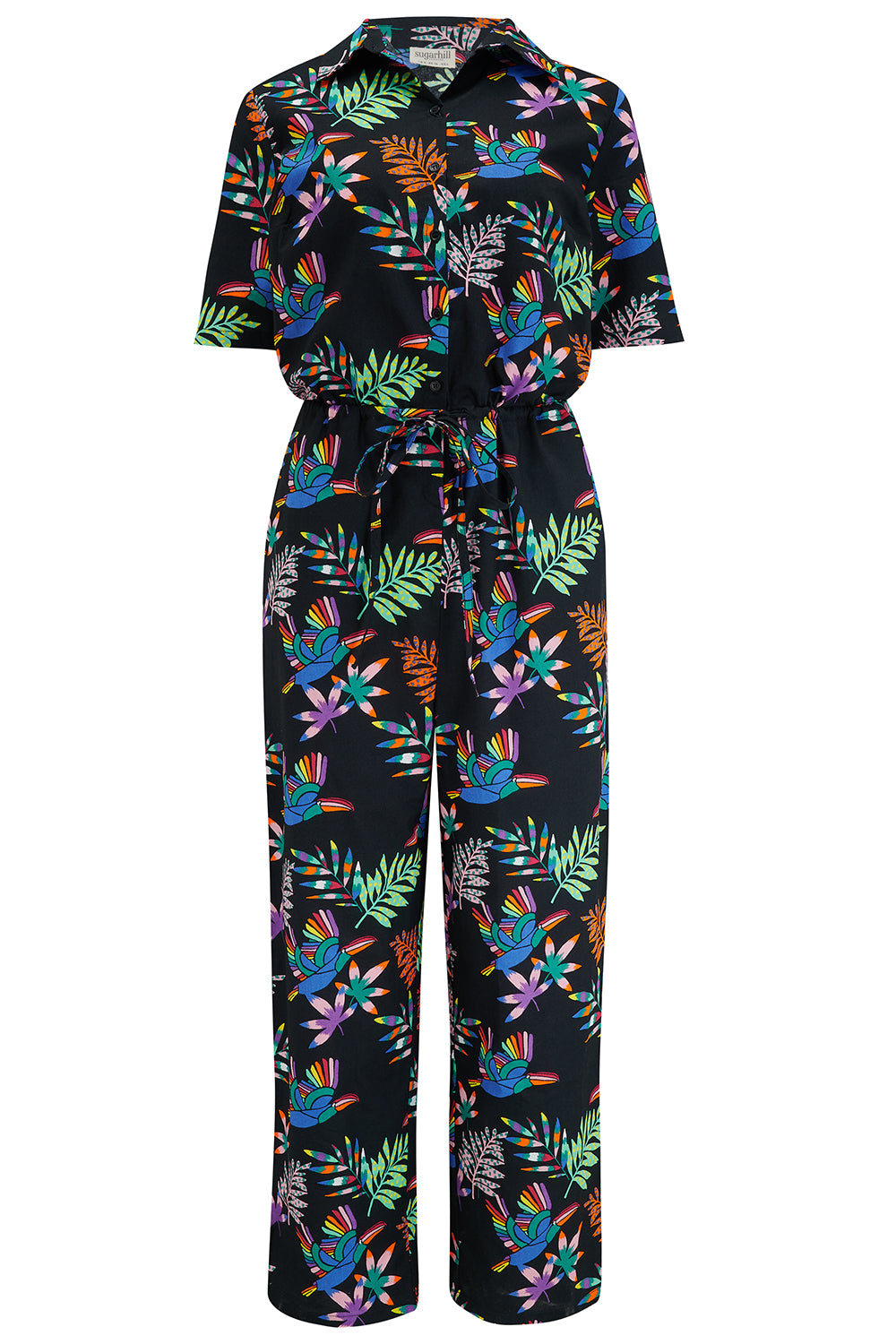 Sugarhill Brighton | Thelma Jumpsuit | Black, Rainbow Toucans