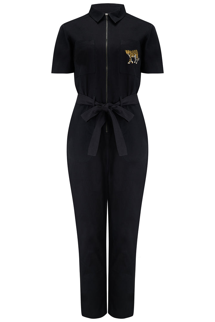 Sugarhill Brighton | Billy Boilersuit | Black, Leopard Pocket