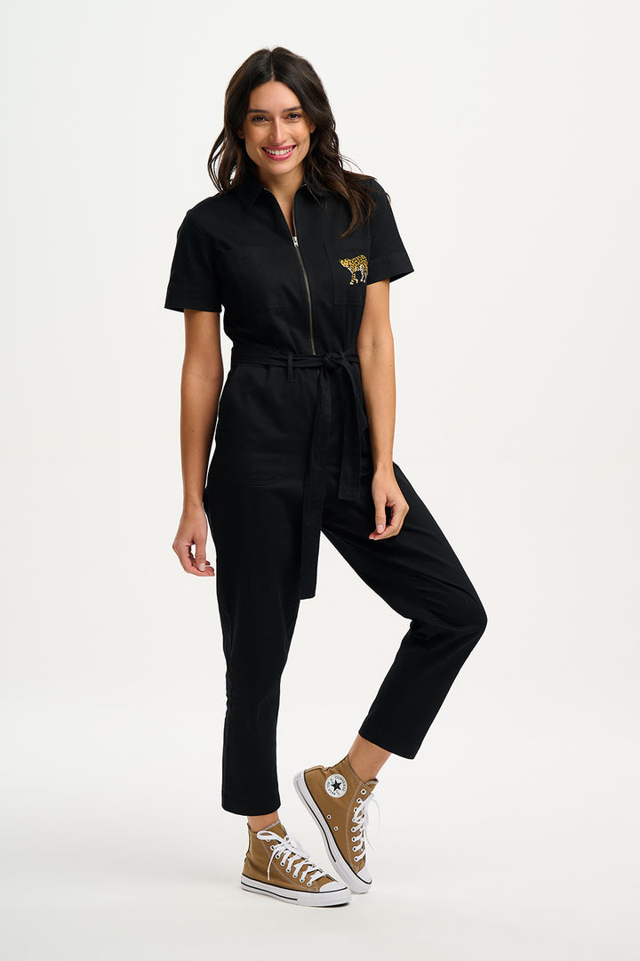 Sugarhill Brighton | Billy Boilersuit | Black, Leopard Pocket