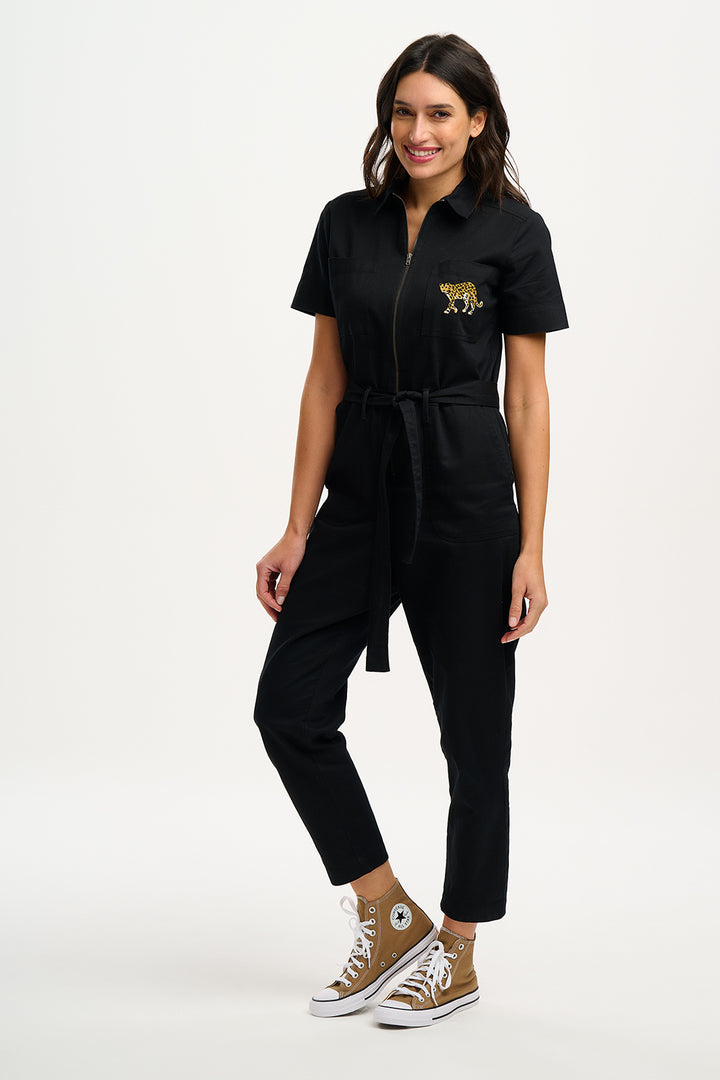 Sugarhill Brighton | Billy Boilersuit | Black, Leopard Pocket