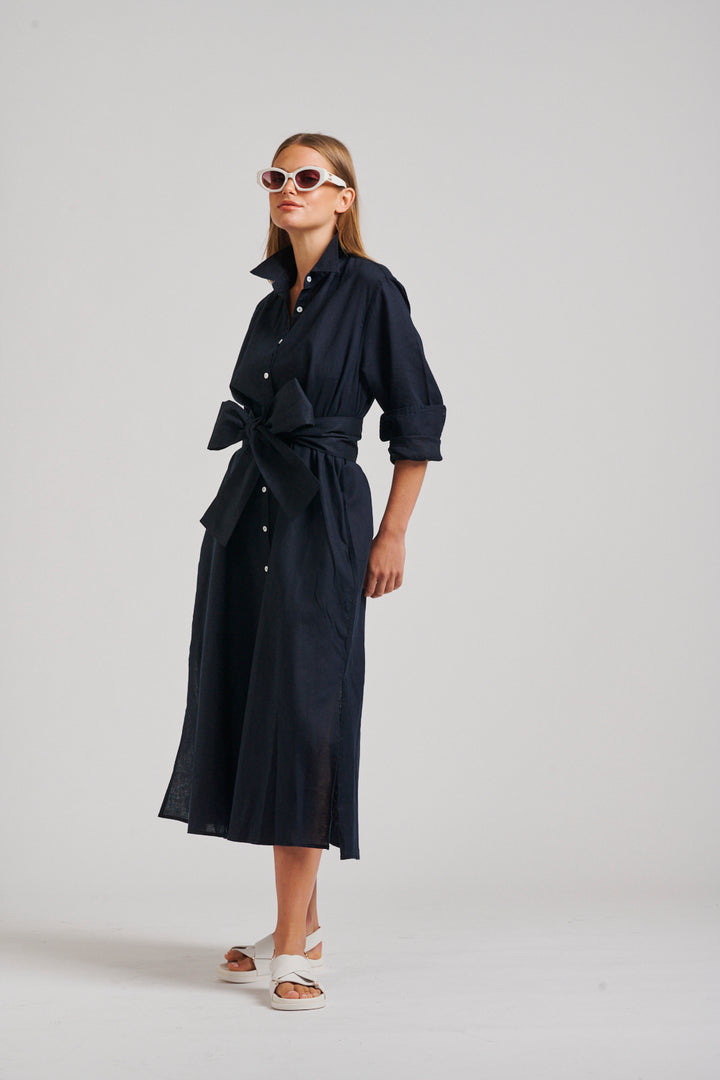 Shirty | Luna Oversized Linen Long Shirtdress | French Navy