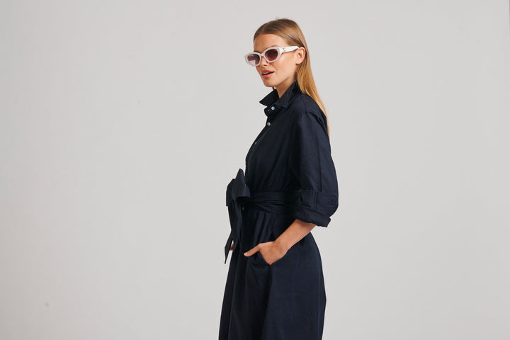 Shirty | Luna Oversized Linen Long Shirtdress | French Navy