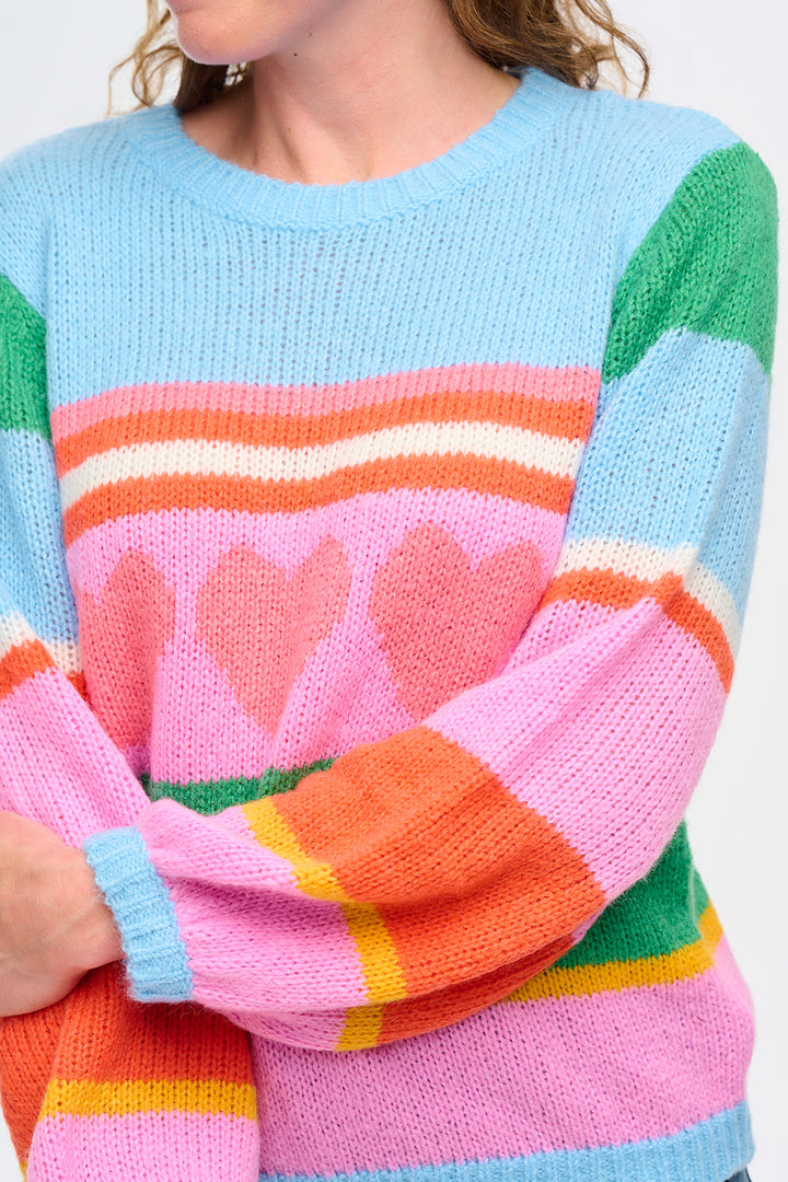 Sugarhill Brighton | Essie Jumper | Multi, Love Heart Stripes