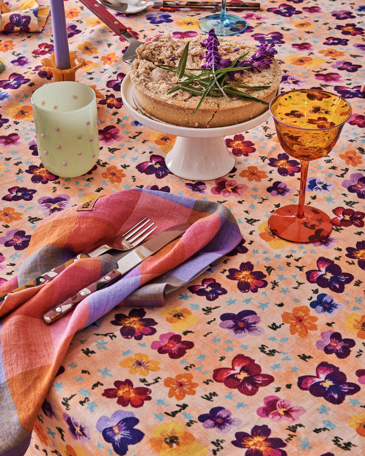 Kip & Co | Pansy Rectangular Linen Tablecloth