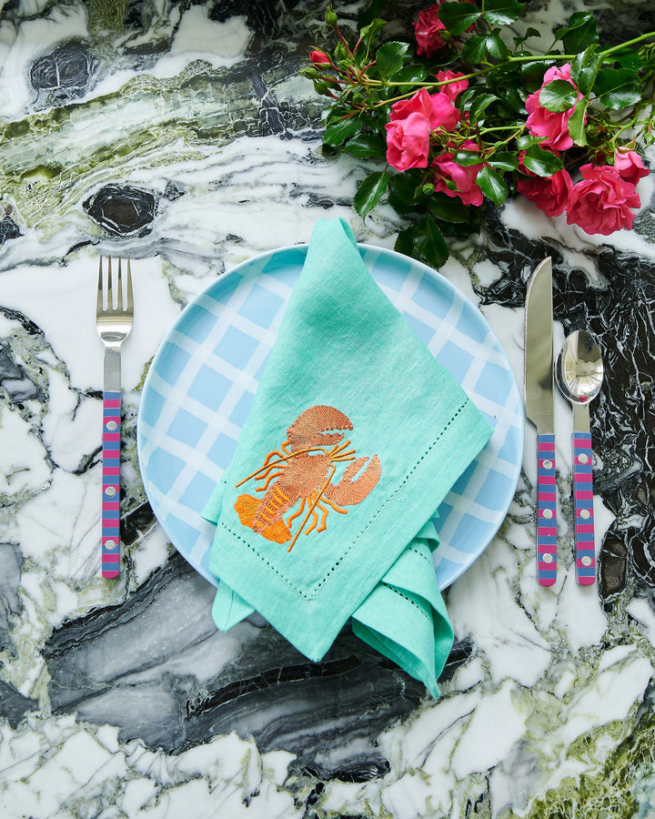 Kip & Co | Capri Embroidered Linen 4 P Napkin Set