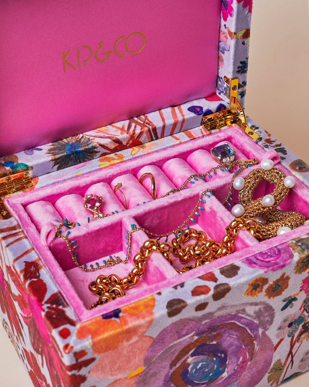 Kip & Co | Field of Dreams Silver Large Velvet Jewellery Box