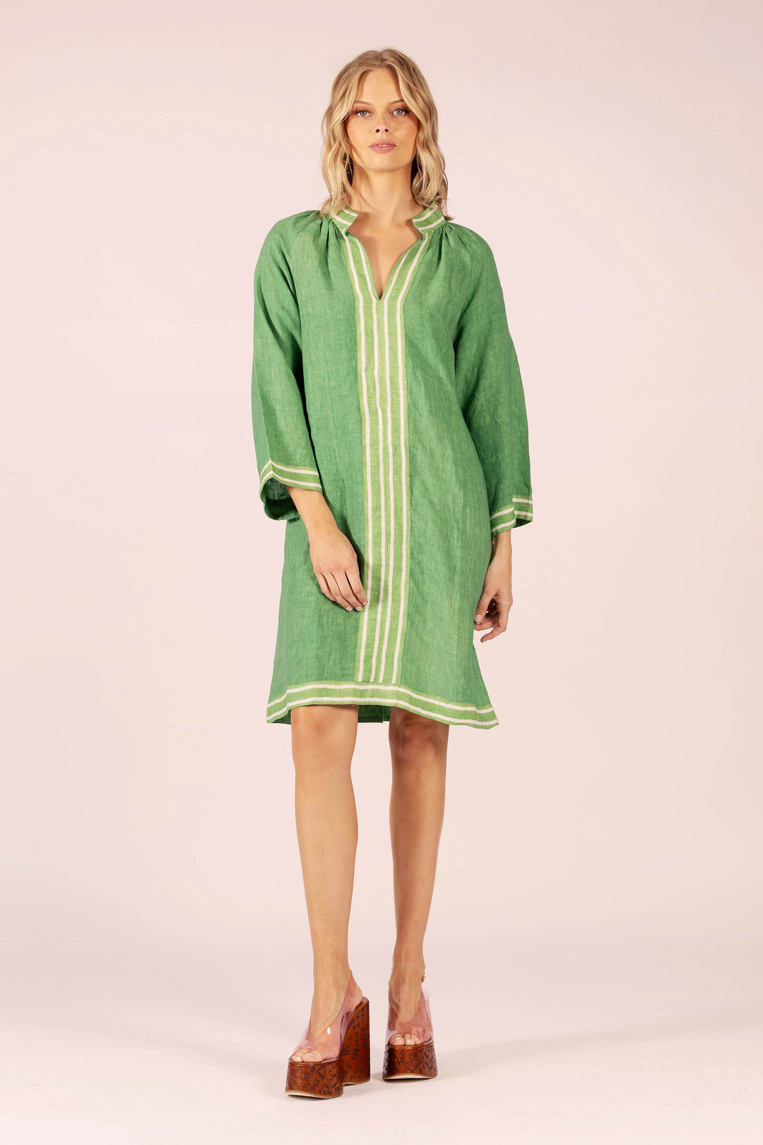 LOLA | Allegra Emerald Linen Midi | Emerald Linen