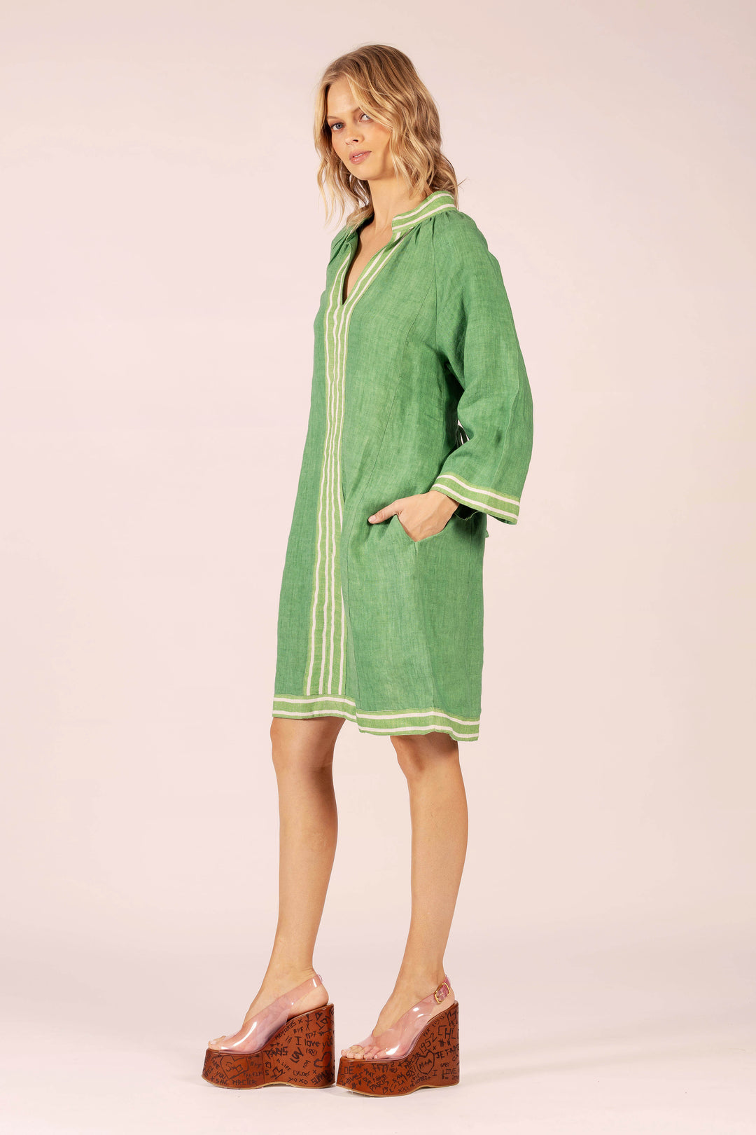 LOLA | Allegra Emerald Linen Midi | Emerald Linen