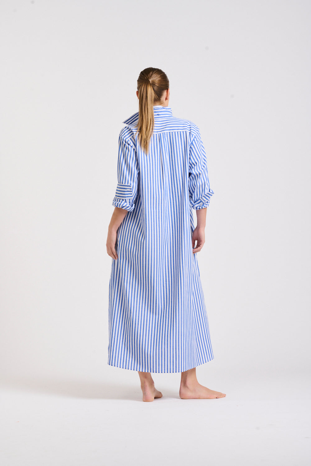 Shirty | Luna Oversized Long Shirtdress | Blue / White Stripe