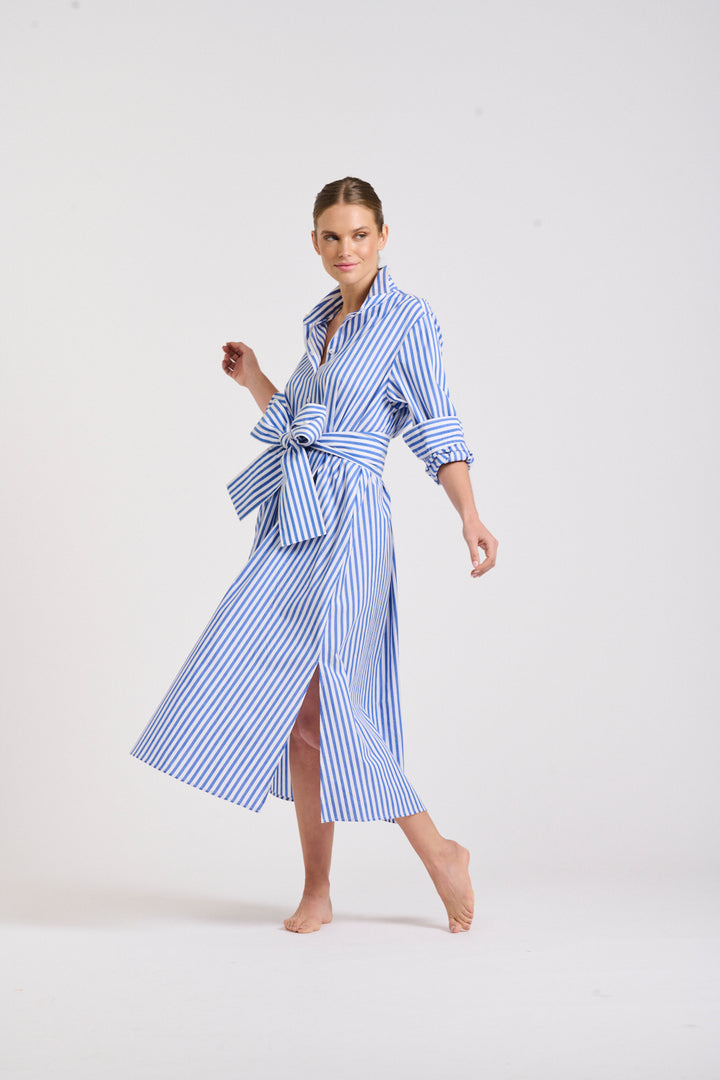 Shirty | Luna Oversized Long Shirtdress | Blue / White Stripe