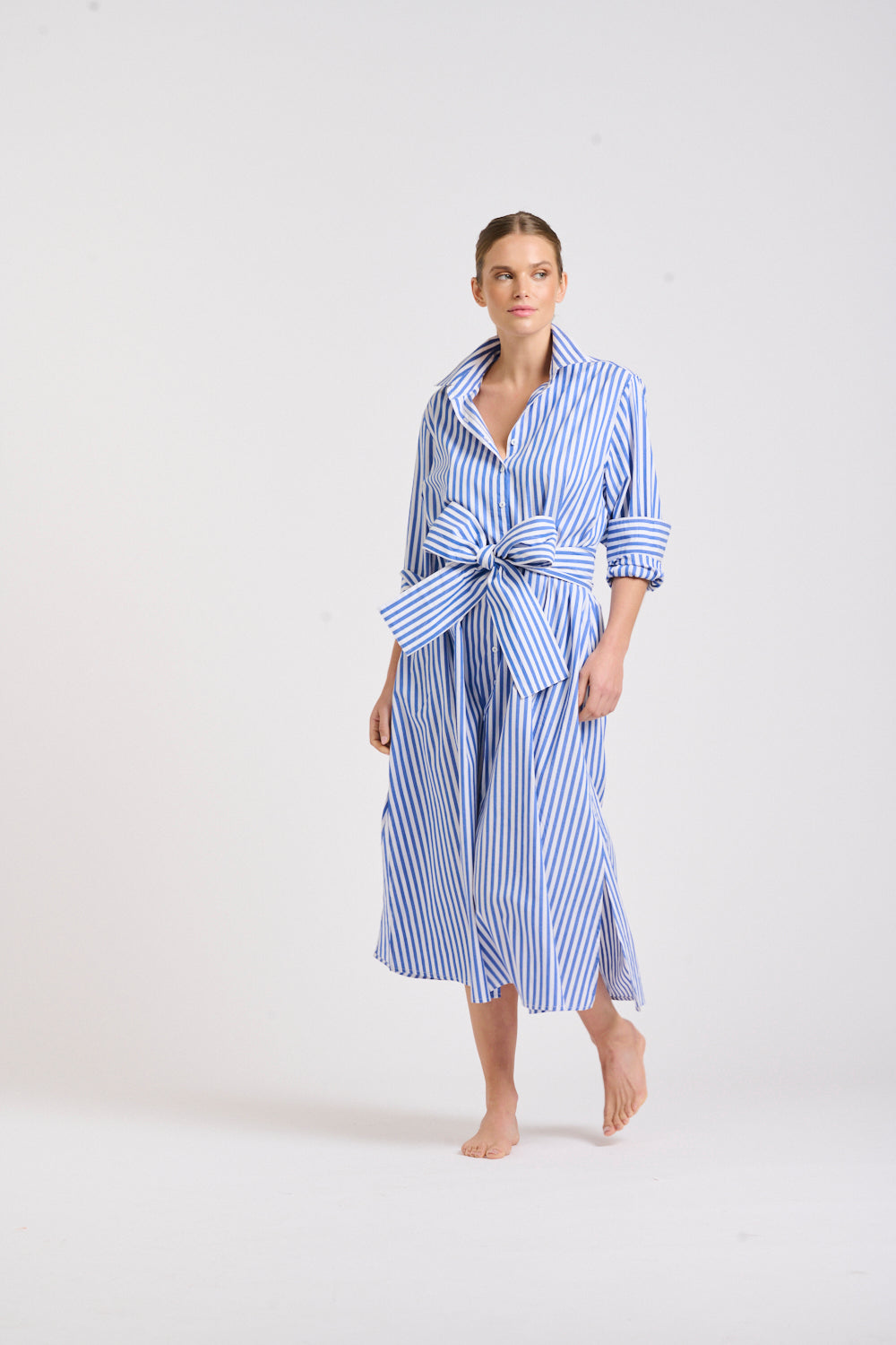 Shirty | Luna Oversized Long Shirtdress | Blue / White Stripe