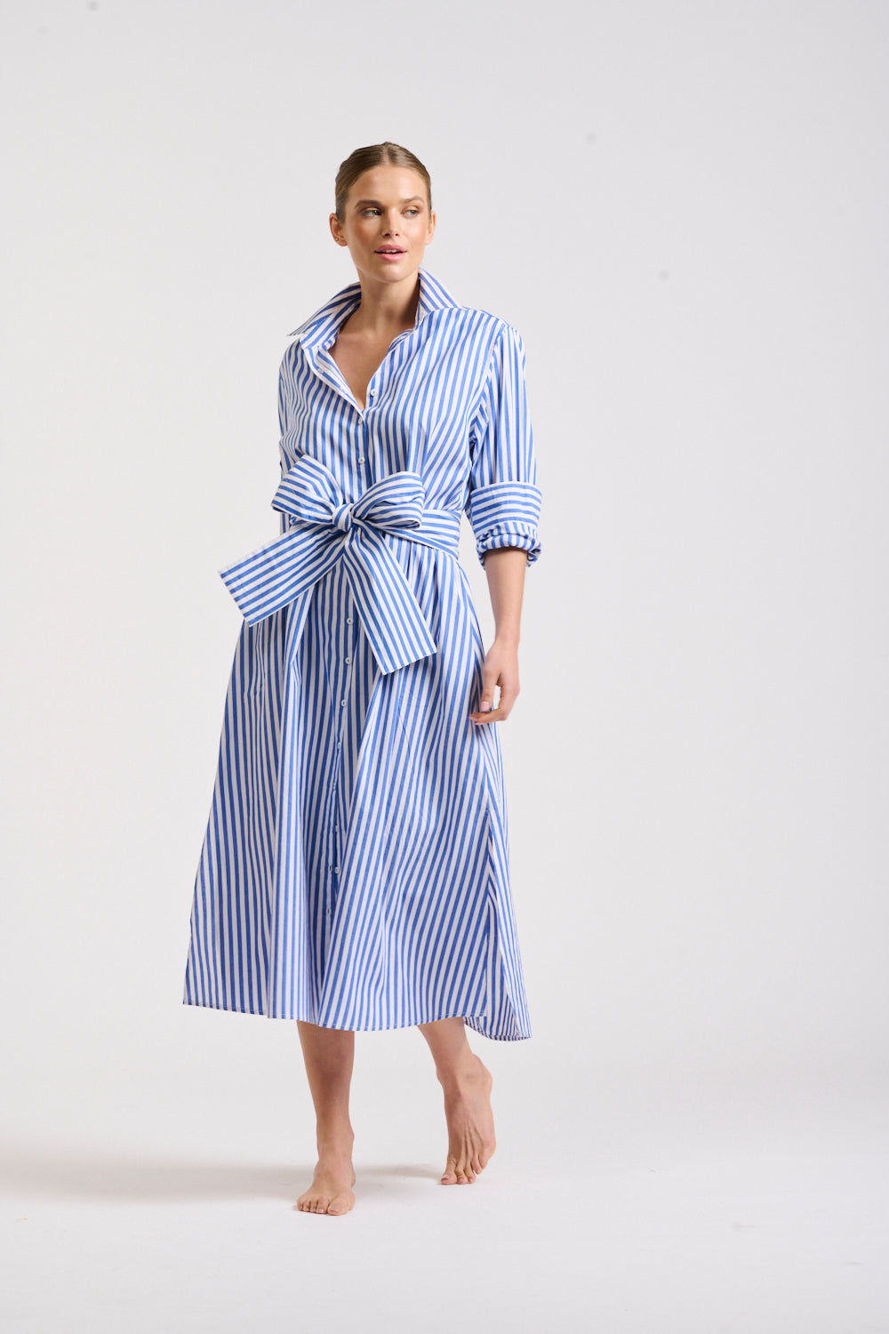 Shirty | Luna Oversized Long Shirtdress | Blue / White Stripe