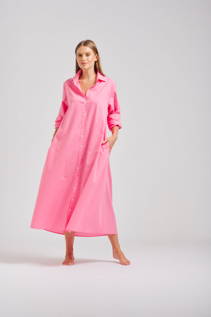 Shirty | Luna Oversized Long Shirtdress | Bubblegum