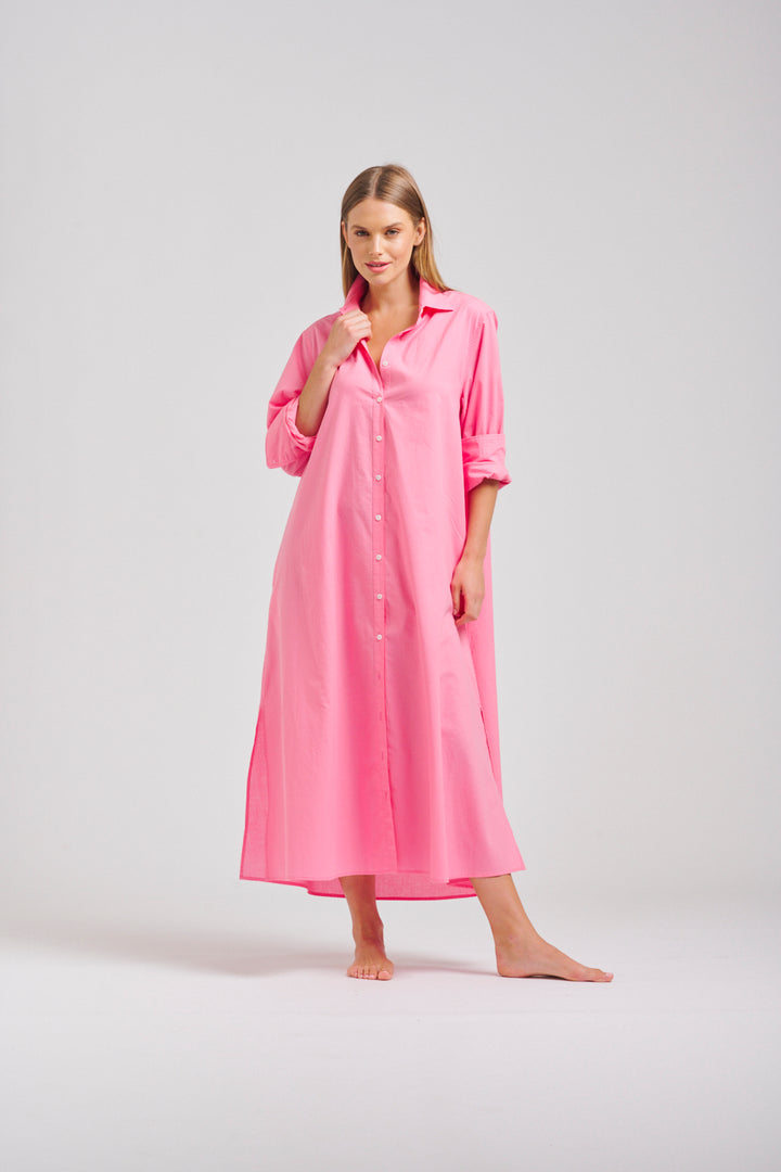 Shirty | Luna Oversized Long Shirtdress | Bubblegum