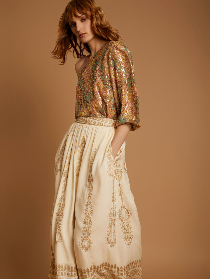 Meisie | Volume Embroidery Skirt | Ivory