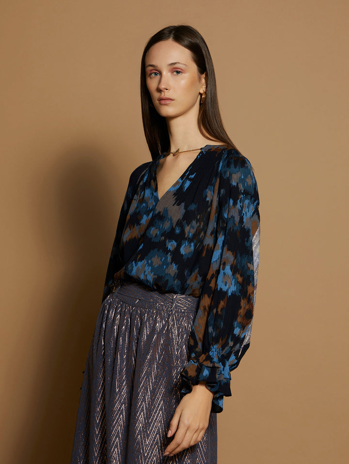Meisie | Print Bi-Materia Blouse | Lapis