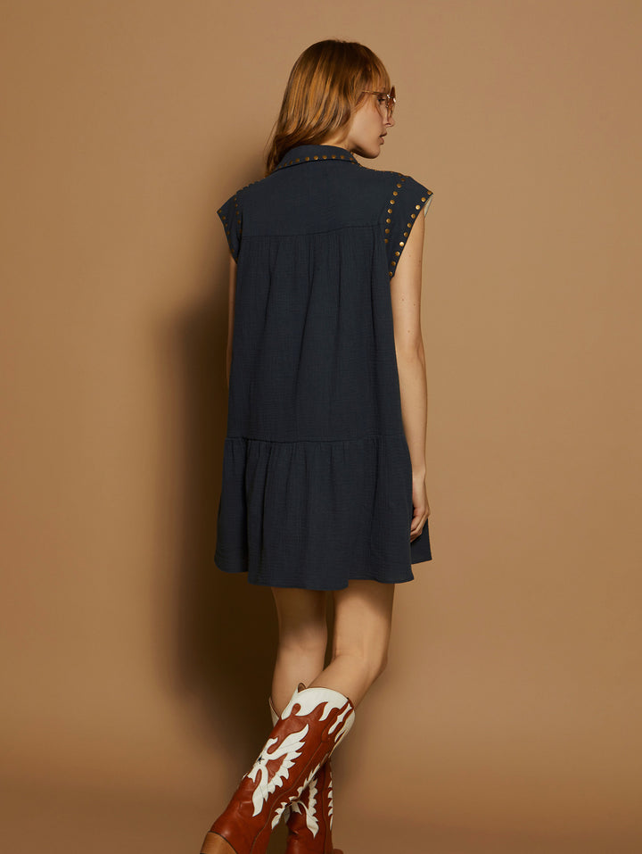 Meisie | Short Studded Dress | Smoke