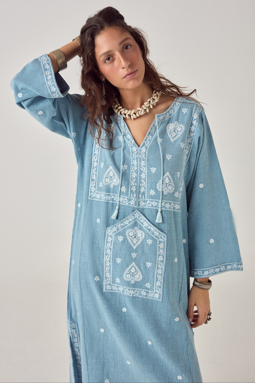 Ganga Tunic in Nomad Blue - model shot