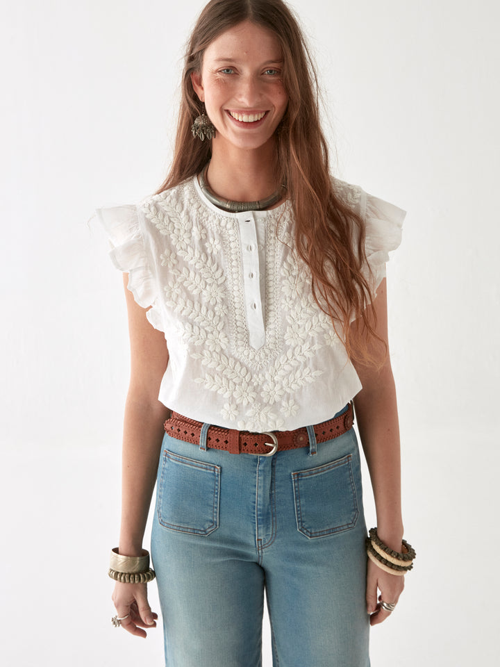 Maison Hotel | Ashanti Blouse Chikan Bianco | Ban Bianco