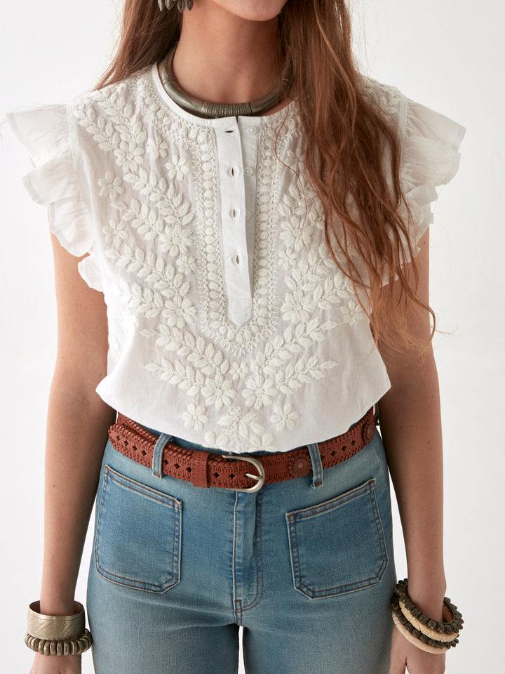 Maison Hotel | Ashanti Blouse Chikan Bianco | Ban Bianco
