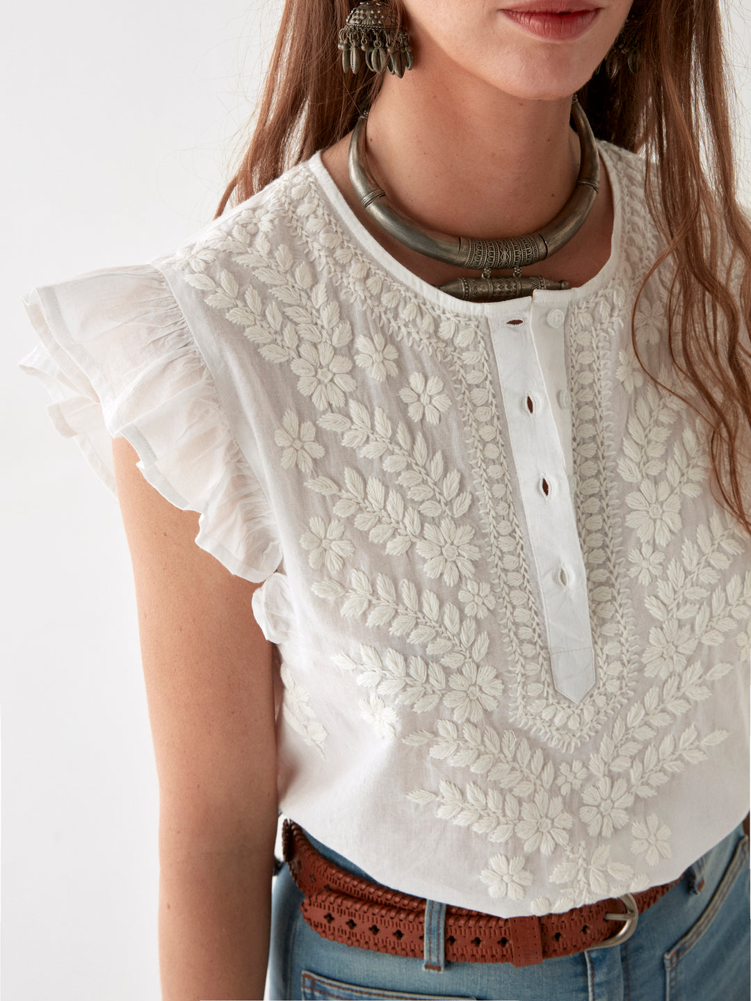 Maison Hotel | Ashanti Blouse Chikan Bianco | Ban Bianco