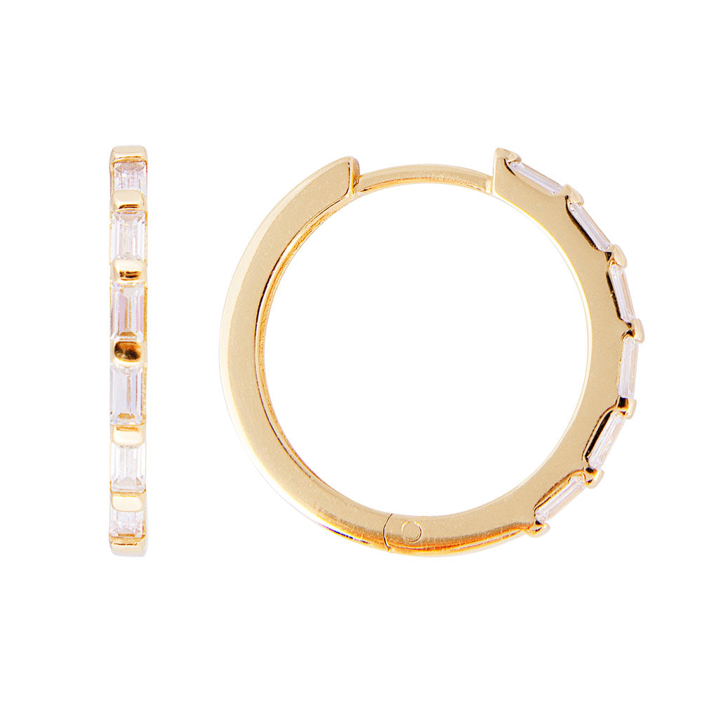 Fairley | Crystal Baguette Midi Hoops