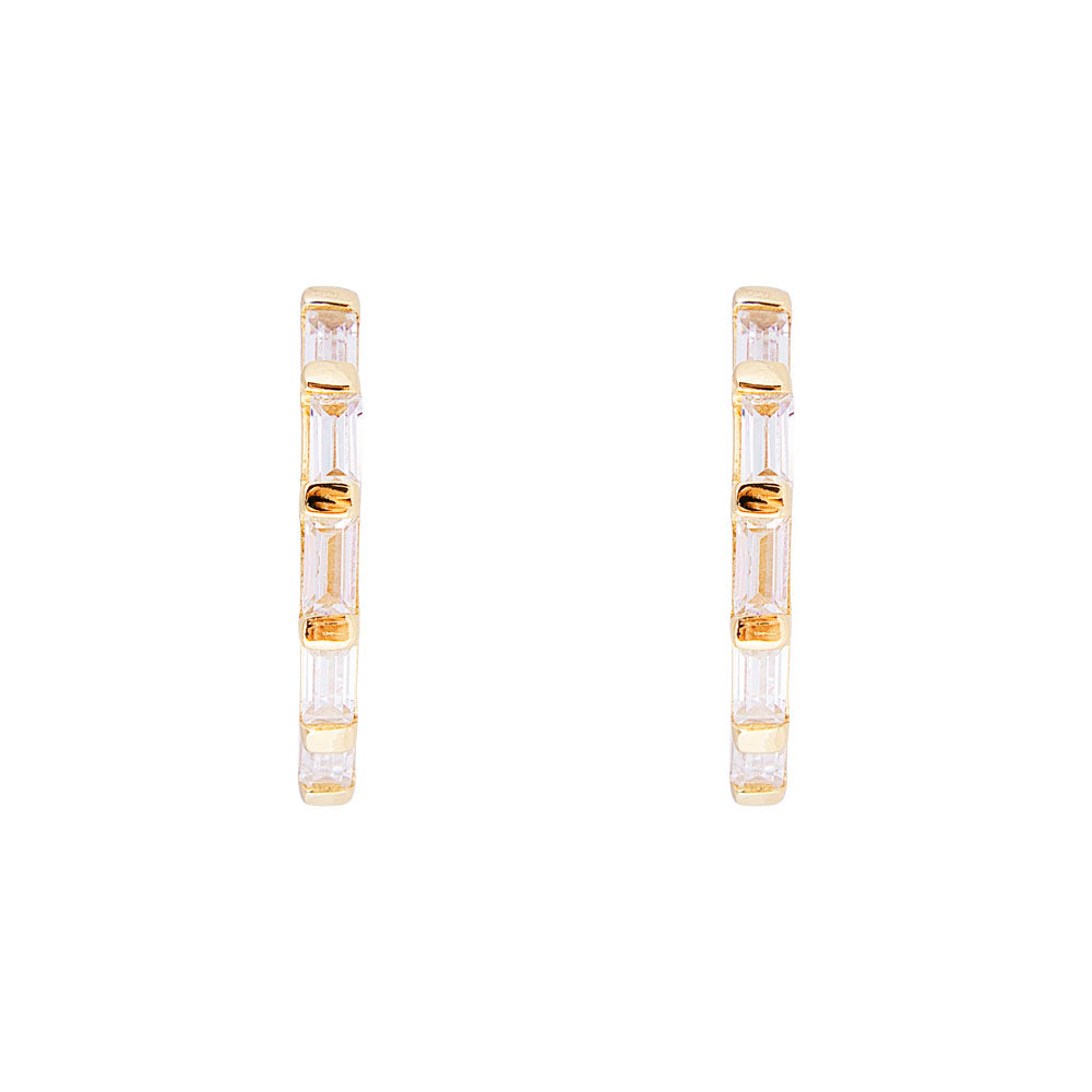 Fairley | Crystal Baguette Midi Hoops