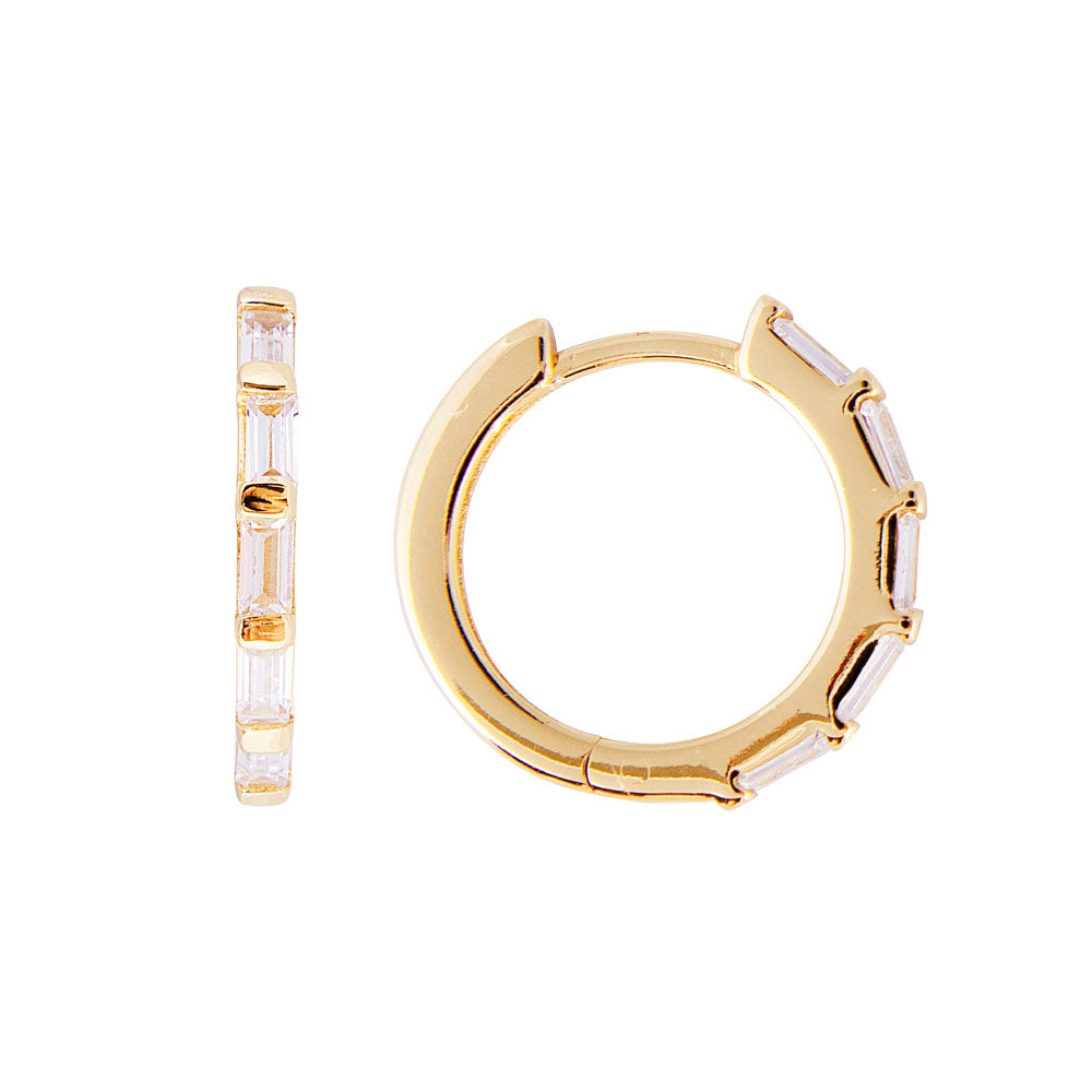 Fairley | Crystal Baguette Midi Hoops