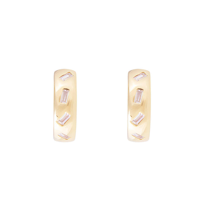 Fairley | Scatter Baguette Midi Hoops