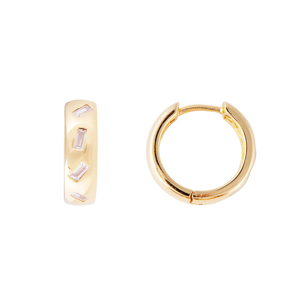 Fairley | Scatter Baguette Midi Hoops