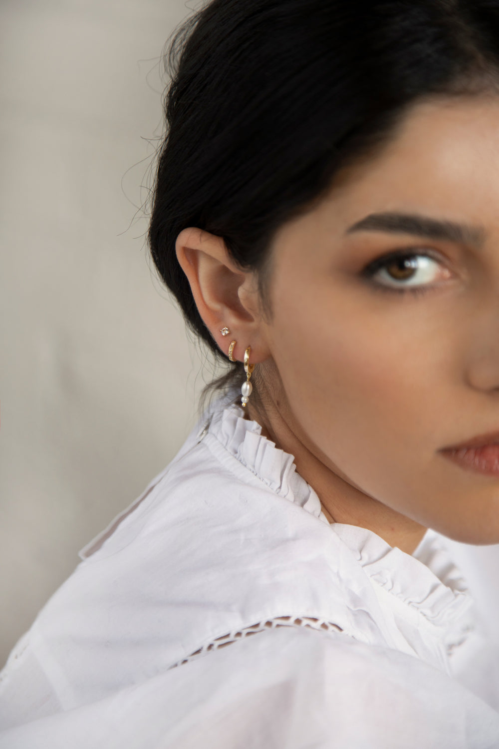 Murkani | Double Drop Huggies | Yellow Gold Plated - Dutch Hideout