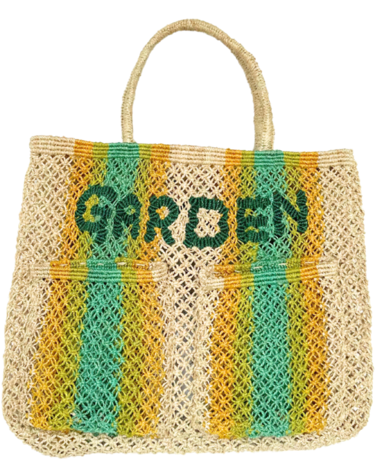 The Jacksons | Jute Monty Garden Bag with two pockets | Yellow & Green