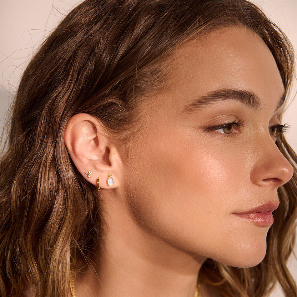 Murkani | Loved Always Faceted Moonstone Earring | Yellow Gold - Dutch Hideout