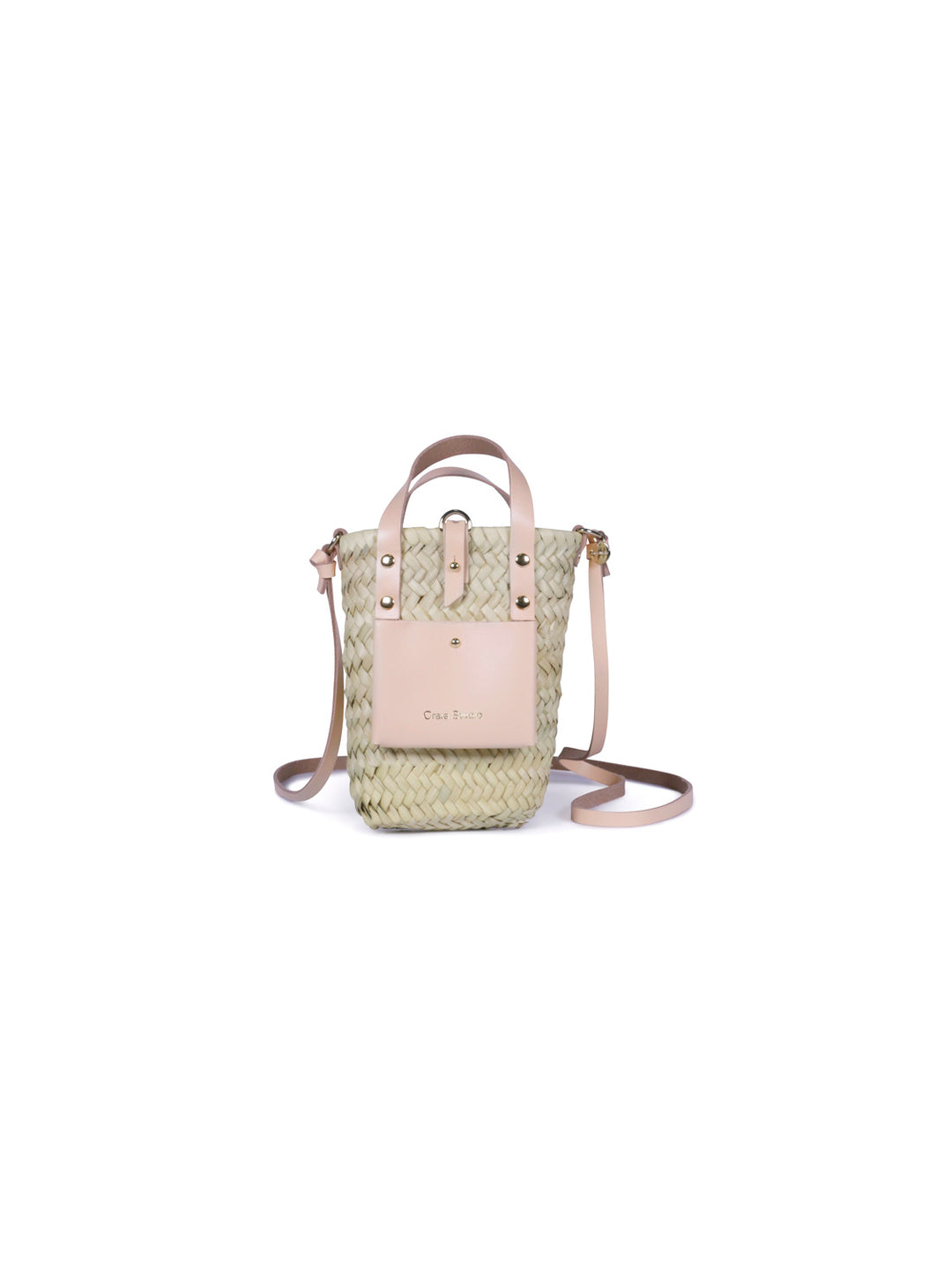 Craie Studio | Nano Panier II Basket Doum & Calf Leather | Peche