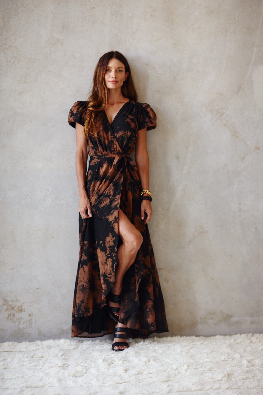 Natasha the label | Muscari Wrap Dress Short Sleeve | Marble Print
