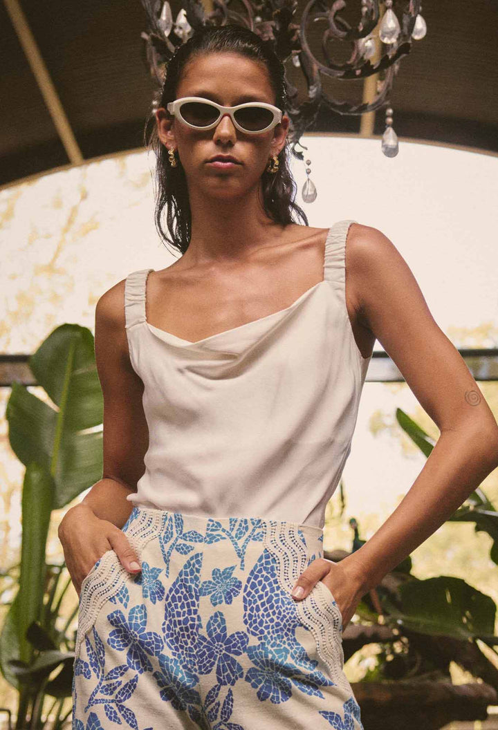 Once Was | Delray Reversible Cupro Cami | Ivory