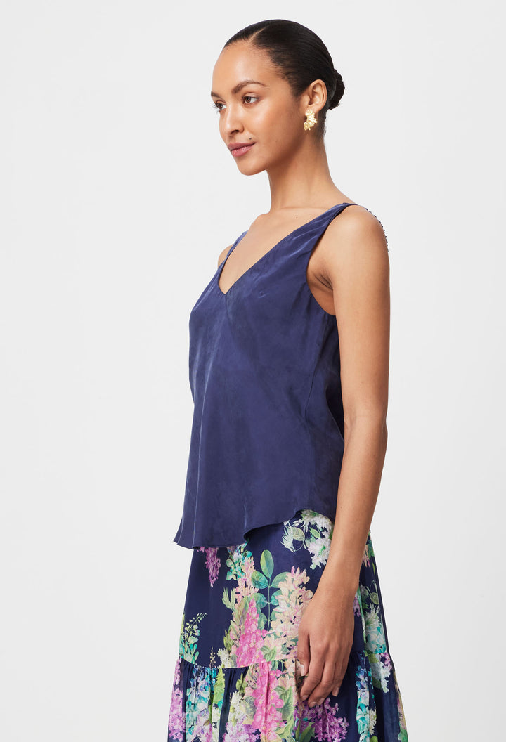 Once Was | Delray Reversible Cupro Cami | Lapis