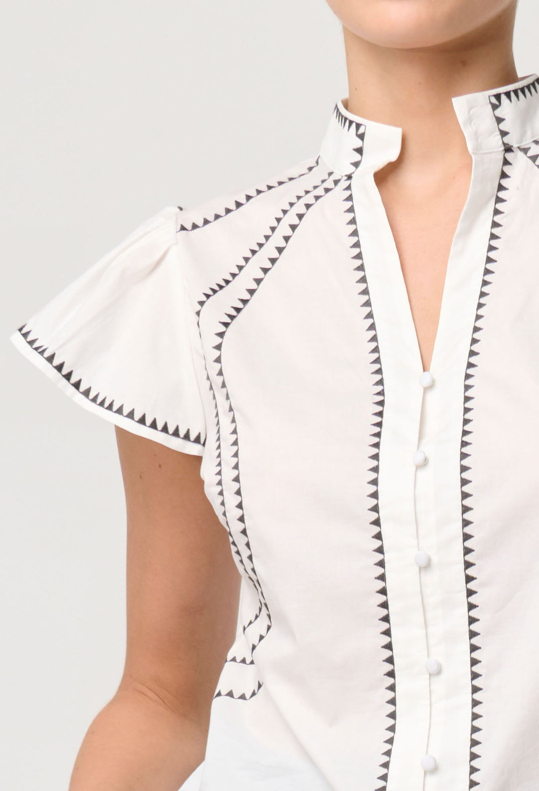 Once Was | Carlyle Embroidered Cotton Voile Top | Ivory