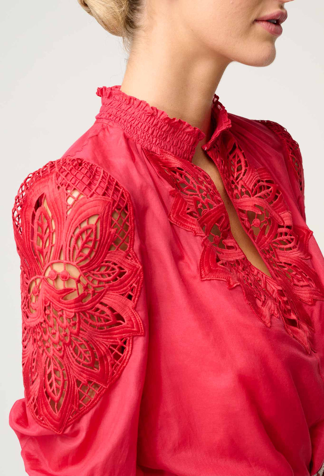 Once Was | Oleander Cotton Silk Blouse | Ruby - Dutch Hideout