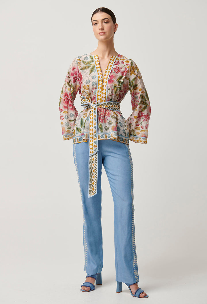 Once Was | Emery Cotton Silk Kaftan Tie Top | Azalea Fields