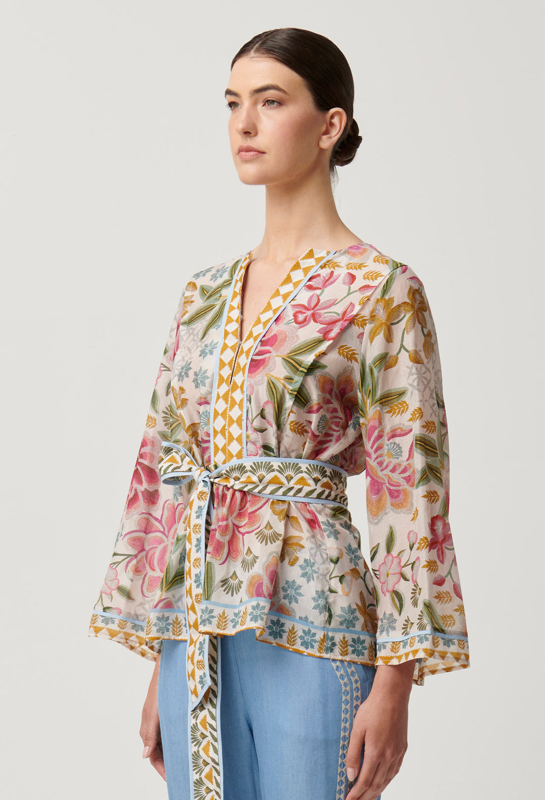 Once Was | Emery Cotton Silk Kaftan Tie Top | Azalea Fields