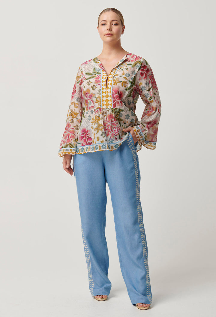 Once Was | Emery Cotton Silk Kaftan Tie Top | Azalea Fields