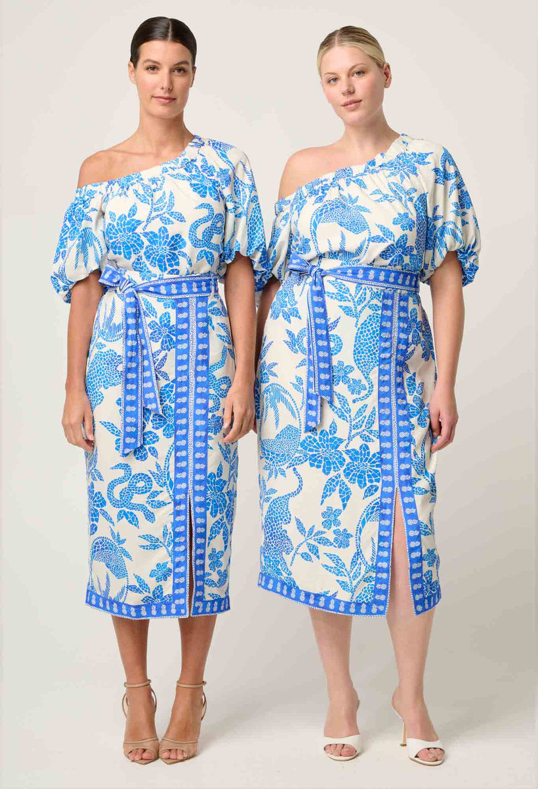 Once Was | Juno Viscose One Shoulder Top | Azure Mosaic