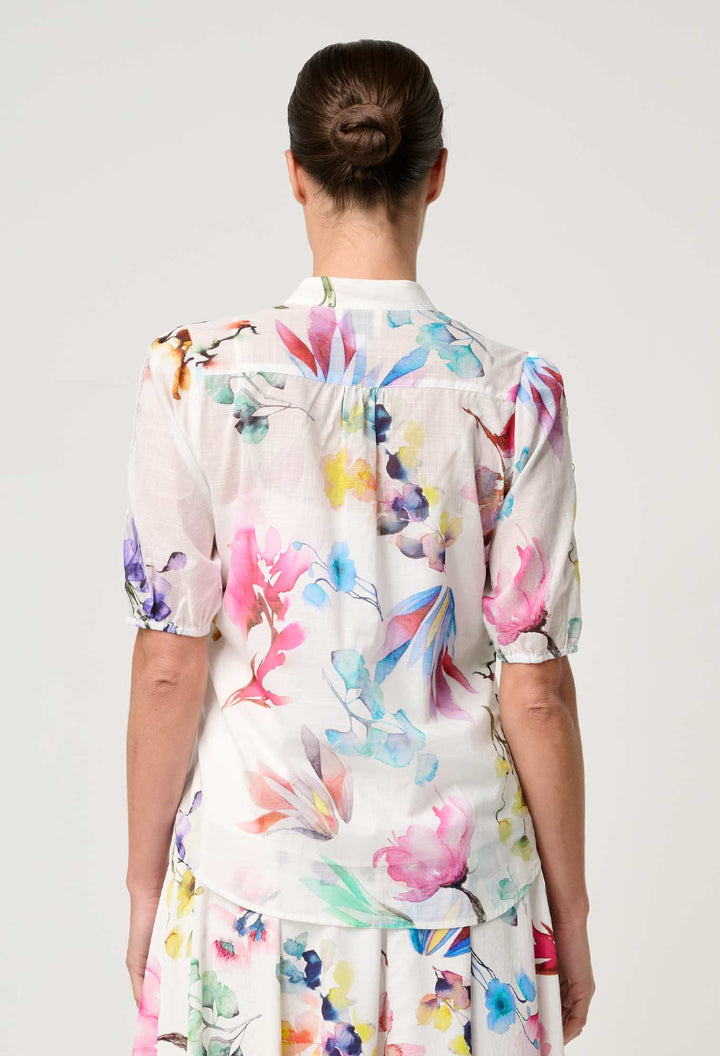 Once Was | Thalia Lace Cotton Slub Shirt | Plume Blossom