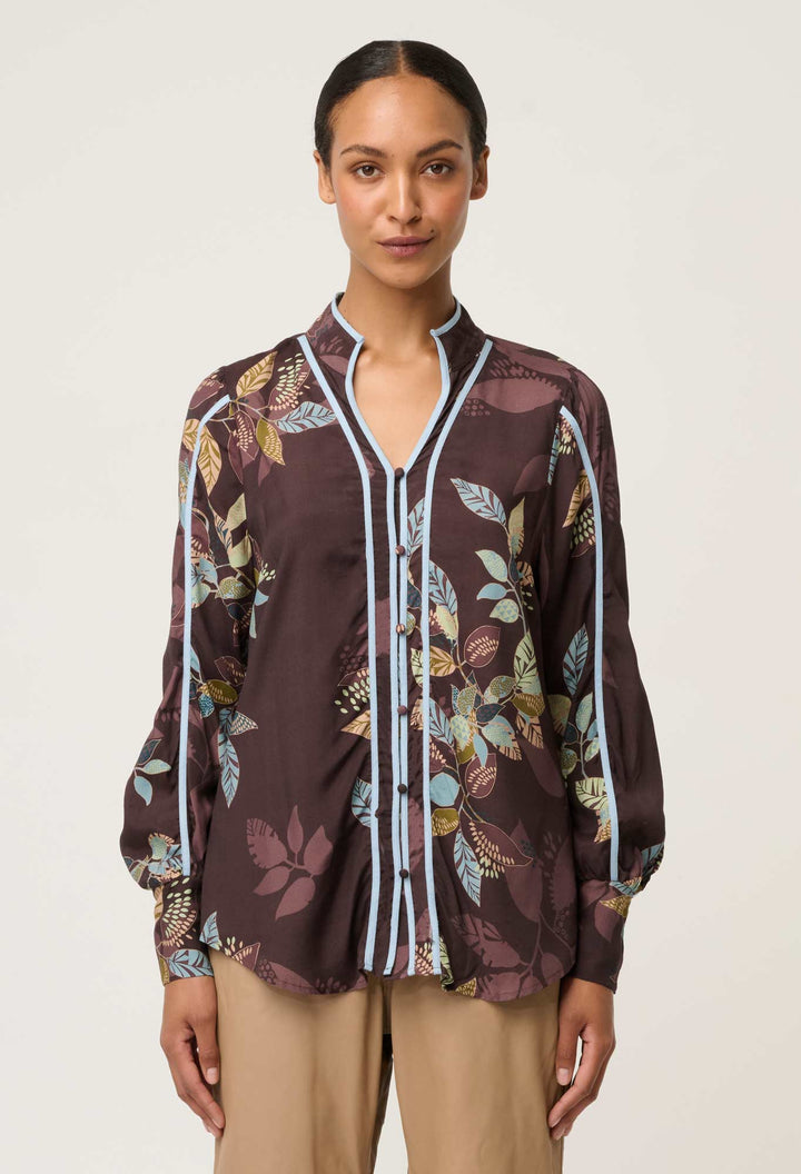 Once Was | Asher Viscose Faille Shirt | Ember Vines - Dutch Hideout