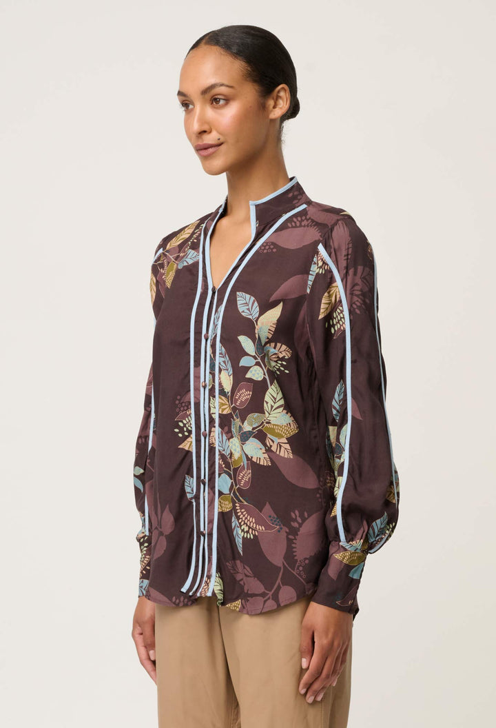Once Was | Asher Viscose Faille Shirt | Ember Vines - Dutch Hideout
