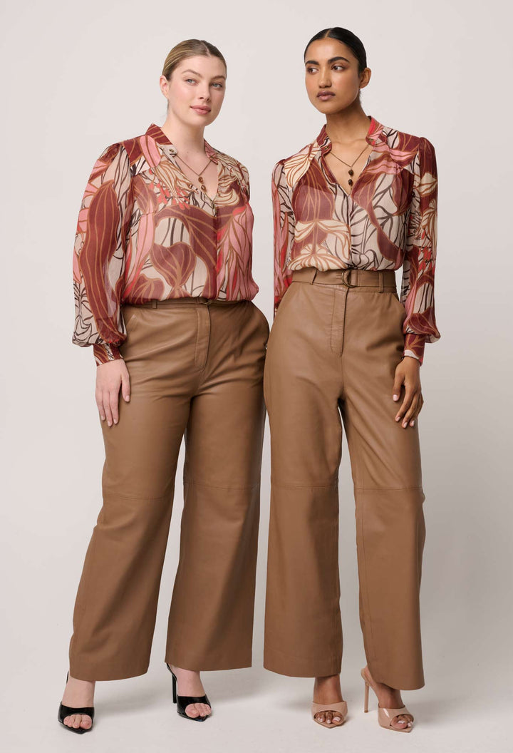 Once Was | Freya Sheer Viscose Blouse with Embellished Neck Detail | Cathedral Botanic - Dutch Hideout
