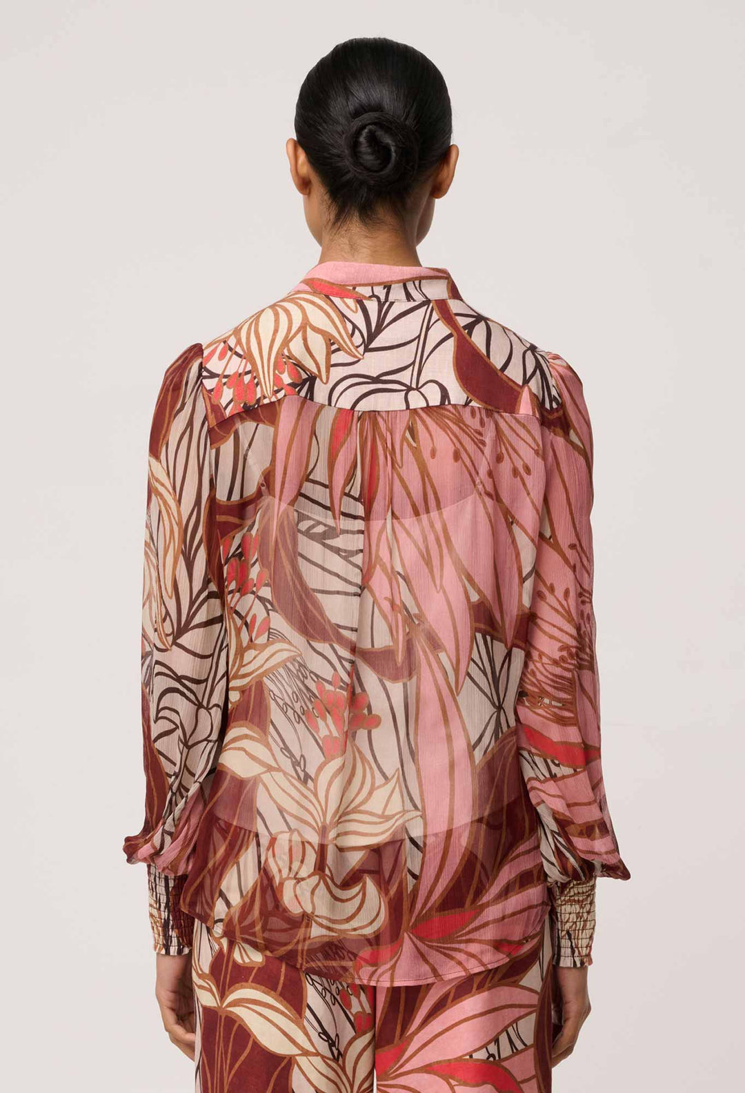 Once Was | Freya Sheer Viscose Blouse with Embellished Neck Detail | Cathedral Botanic - Dutch Hideout