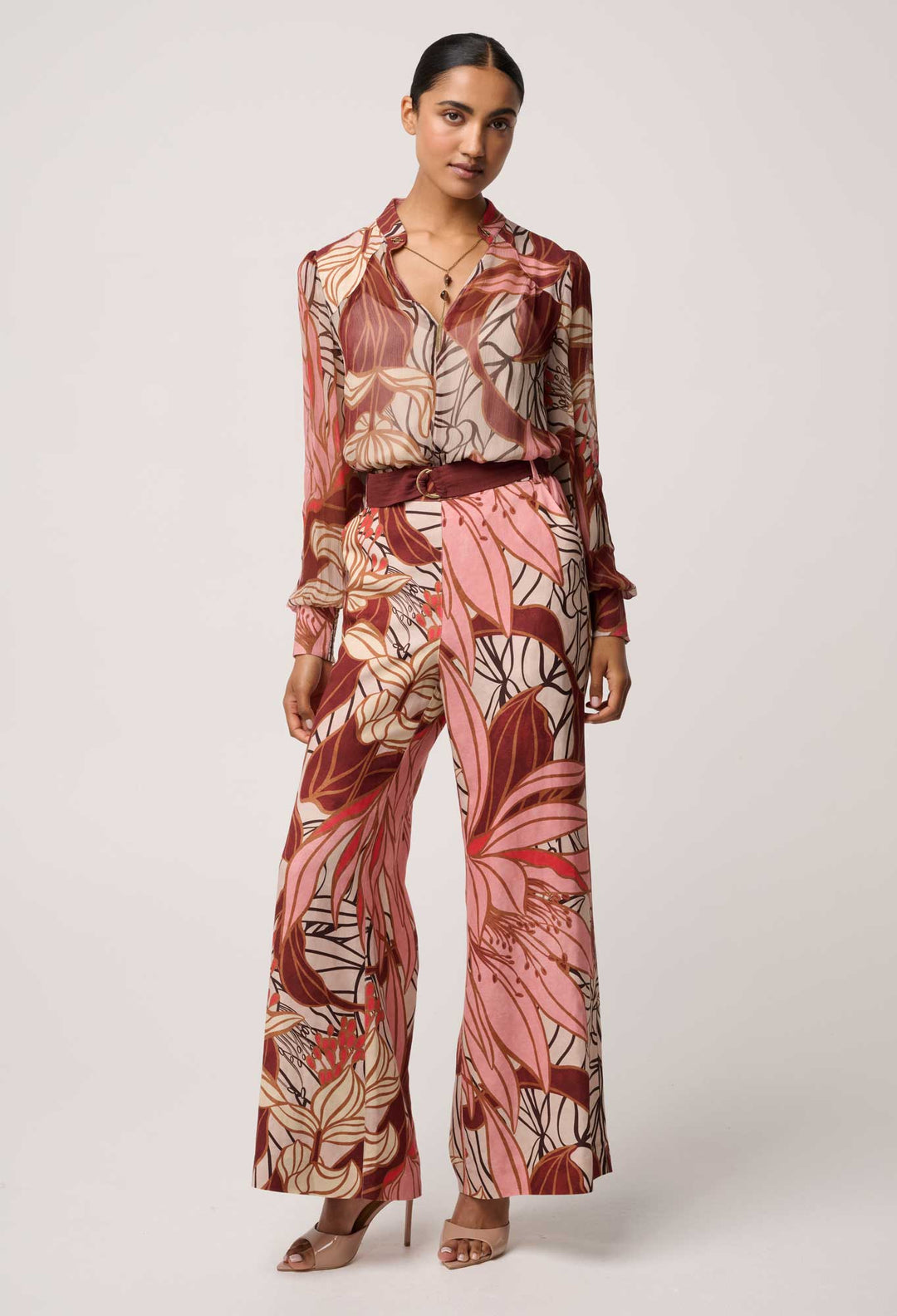 Once Was | Freya Sheer Viscose Blouse with Embellished Neck Detail | Cathedral Botanic - Dutch Hideout